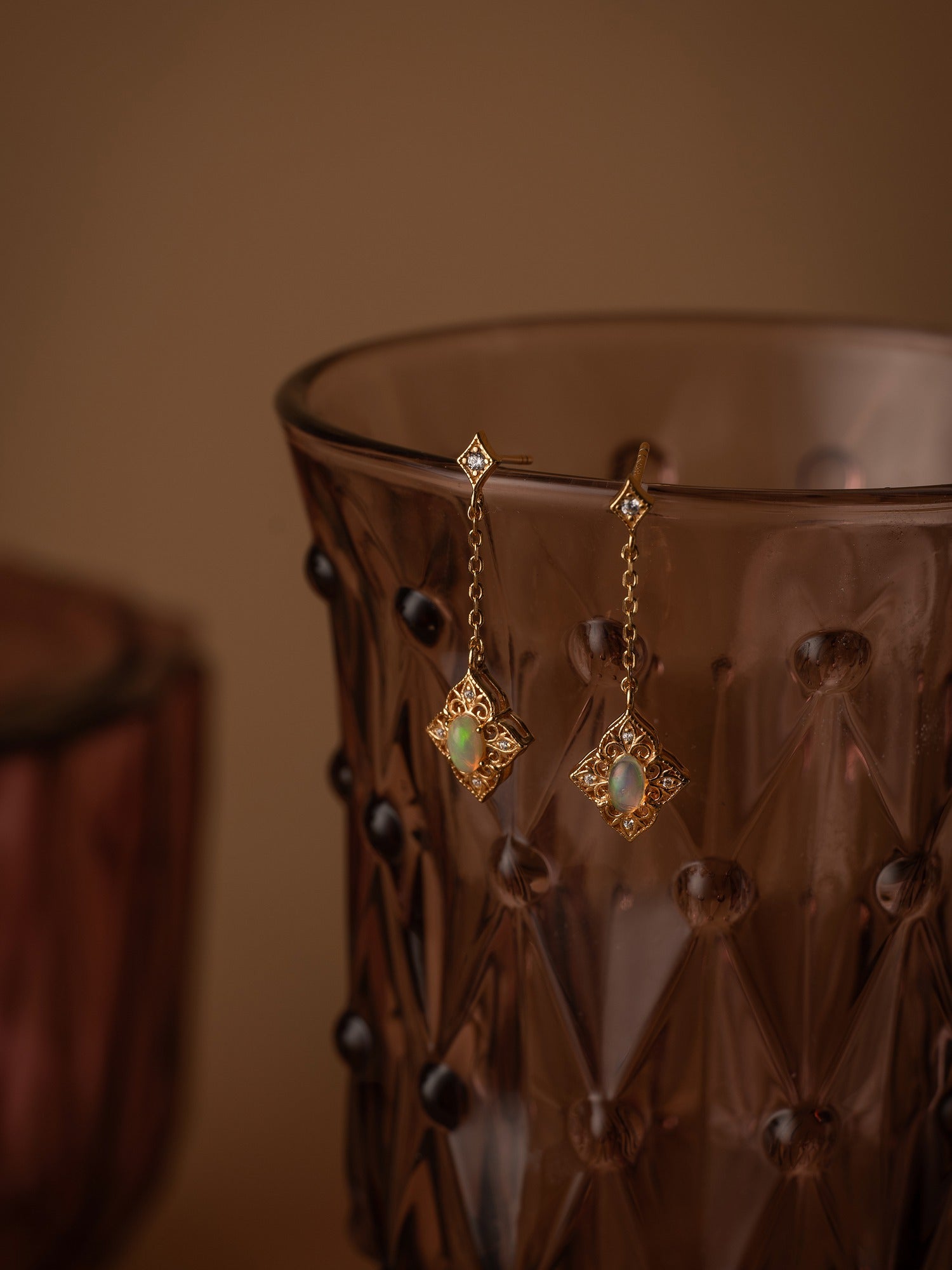 Aurielle Opal Dangle Earrings - CAMELLIA