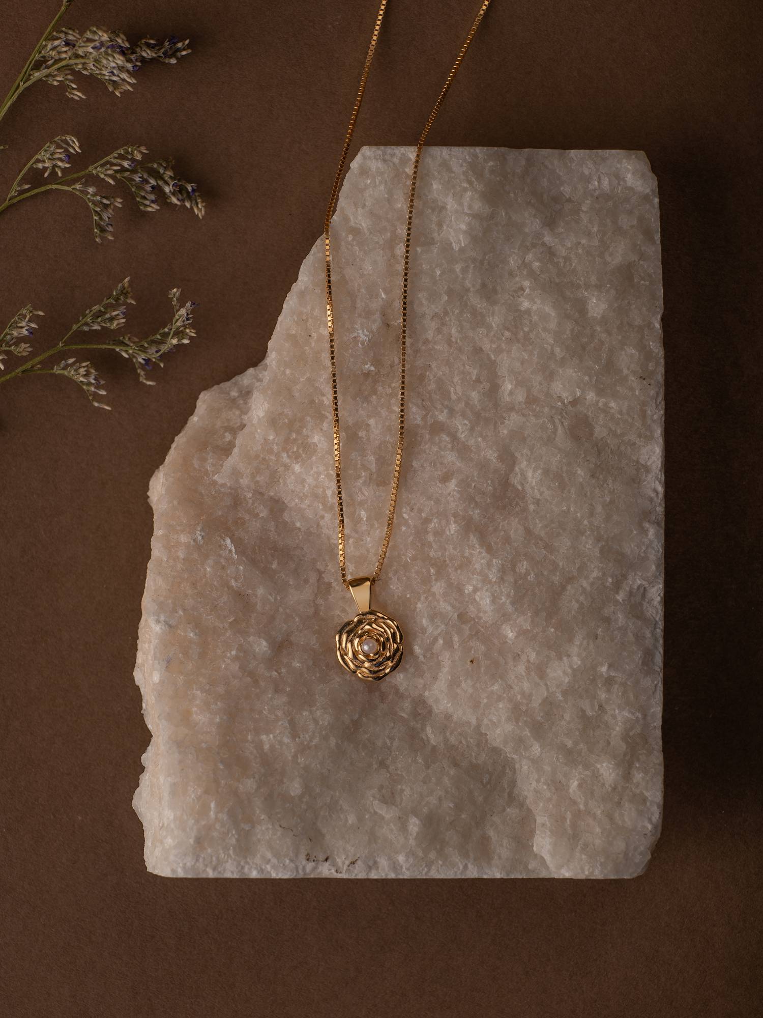 Elsa Rose Pearl Necklace - CAMELLIA Yellow Gold