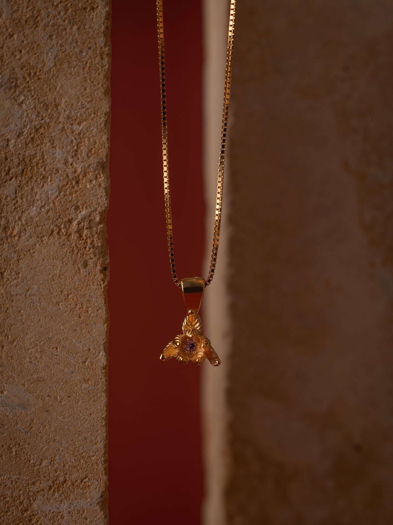 Elsa Violet Amethyst Necklace - CAMELLIA Yellow Gold