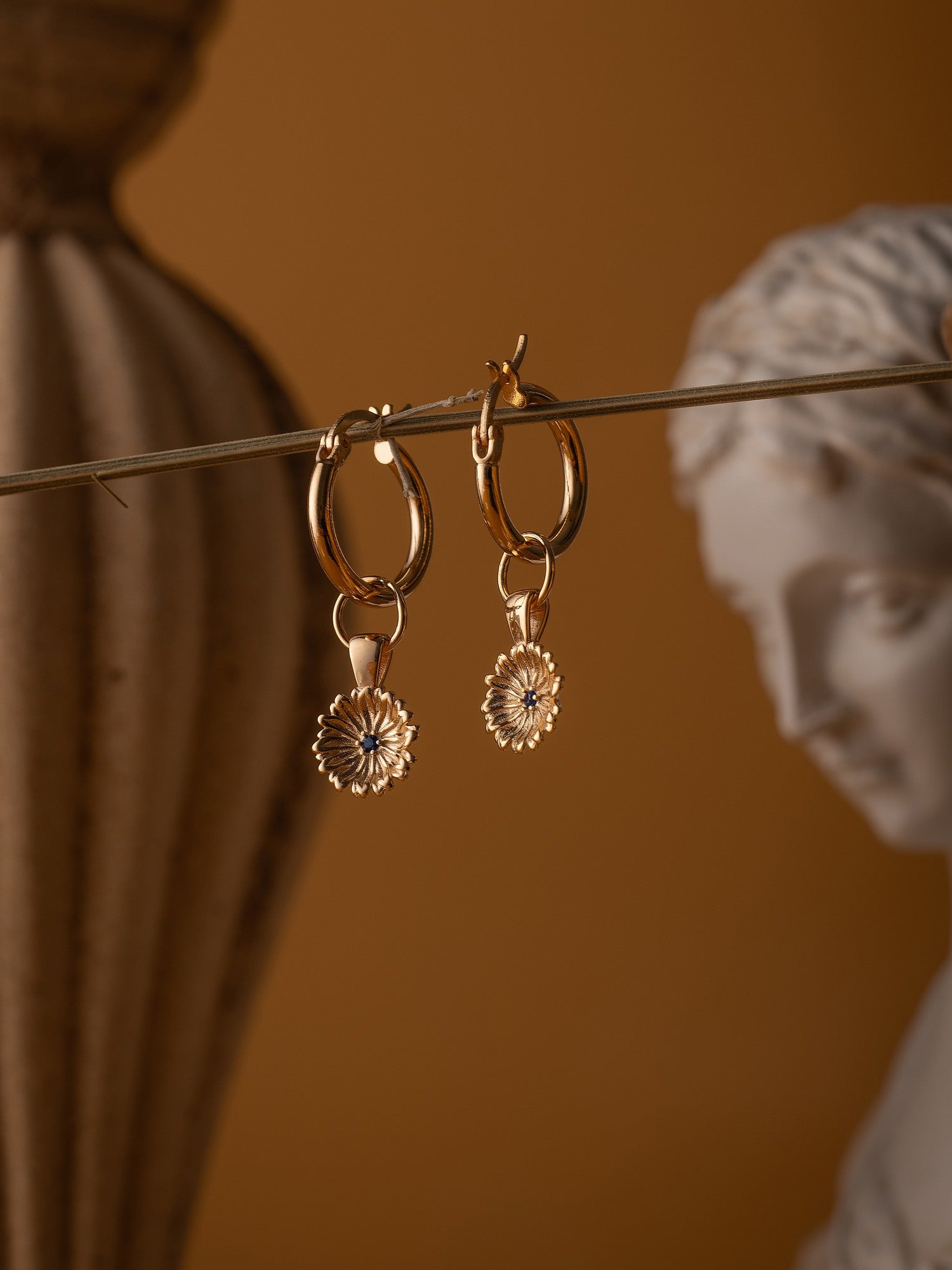 Elsa Peony Sapphire Earrings - CAMELLIA White Gold