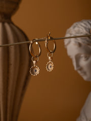 Elsa Peony Sapphire Earrings - CAMELLIA White Gold