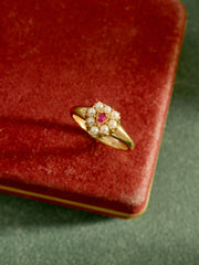Ruby Pearl Heart Ring