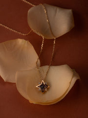New York Sapphire Pentagram Necklace - CAMELLIA 18"