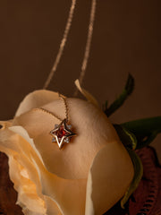 New York Garnet Pentagram Necklace - CAMELLIA 18"