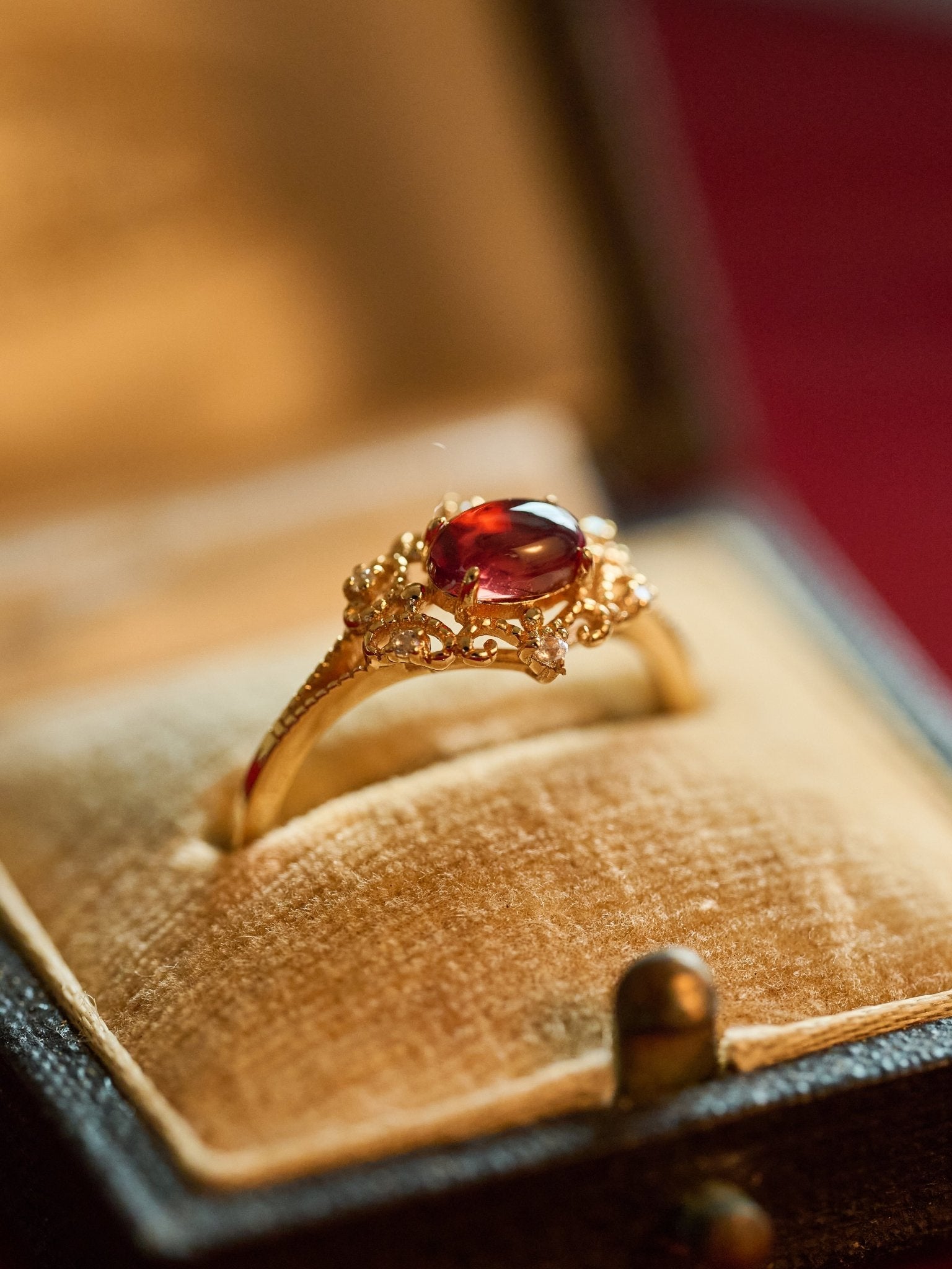 Vivien Garnet Ring - CAMELLIA Adjustable