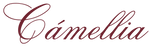 The word "Cámellia" is written in an elegant, cursive, dark red font on a transparent background.