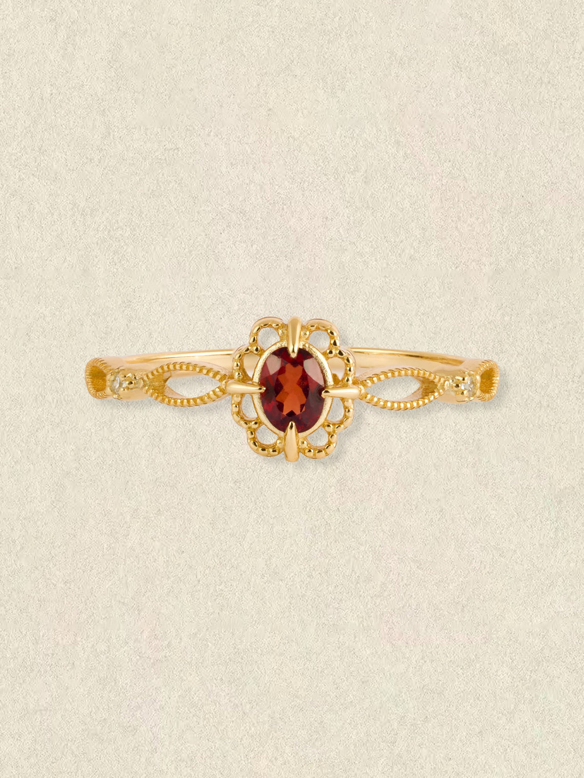 Regal Rosette Garnet Ring
