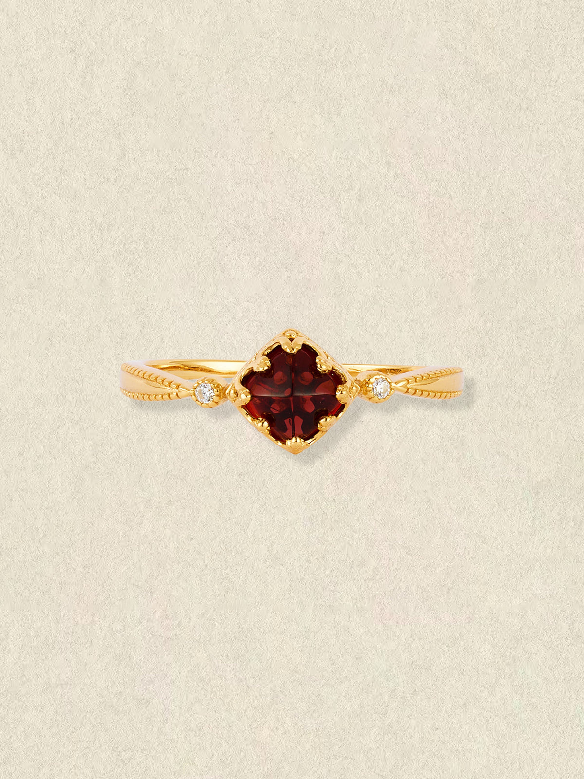 14K Solid Gold Carena Garnet Ring