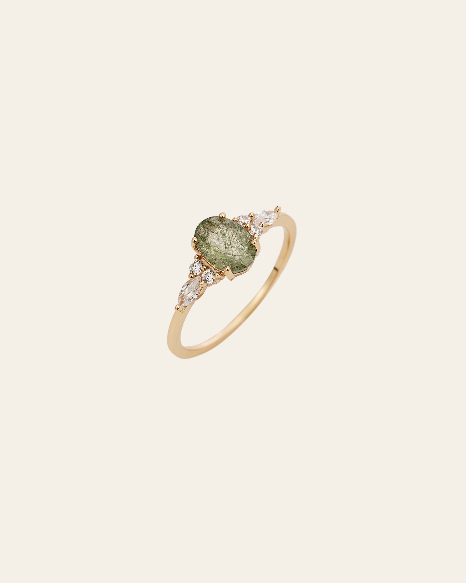 Green Rutilated Quartz Ring - CAMELLIA 5