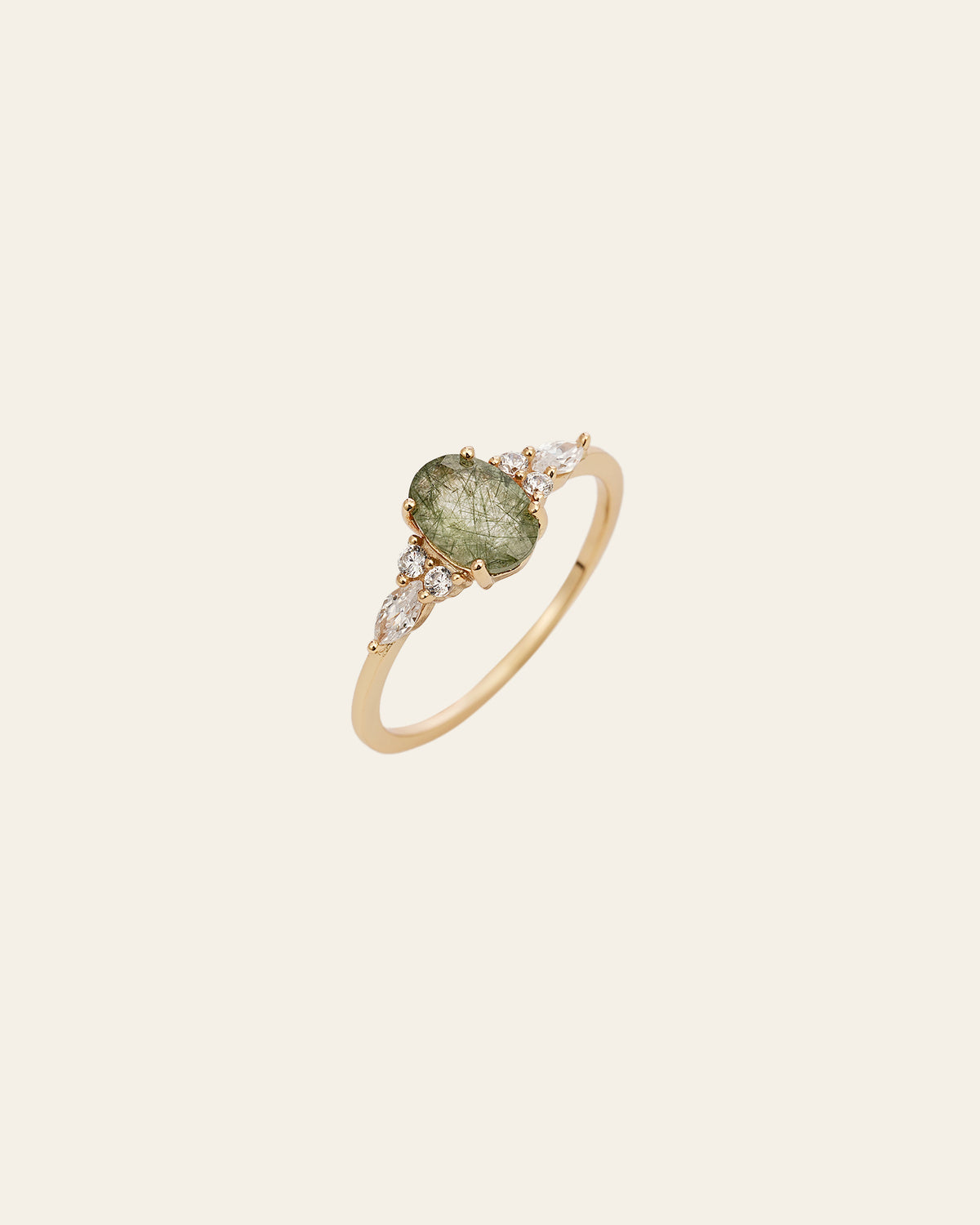 Green Rutilated Quartz Ring - CAMELLIA 5