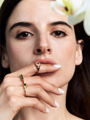Emerald Deco Halo Ring