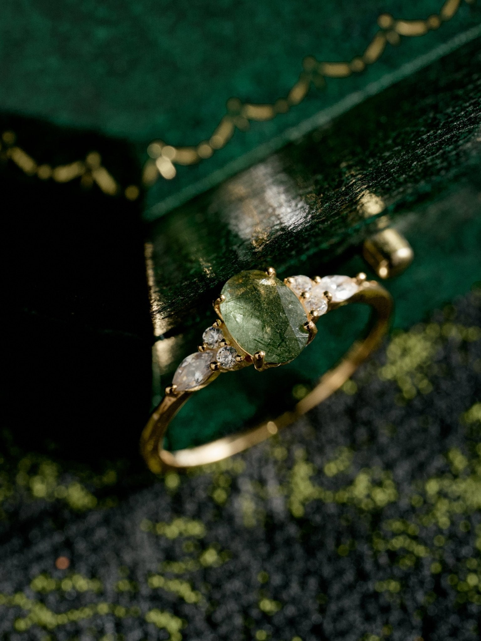 Green Rutilated Quartz Ring - CAMELLIA 5