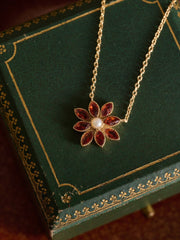 Cámellia Garnet Pearl Necklace - CAMELLIA 18 inch White Gold