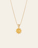The Elsa Chrysanthemum Citrine Necklace by CAMELLIA features a sunflower-shaped pendant in 14K Gold Vermeil with petal-like details.