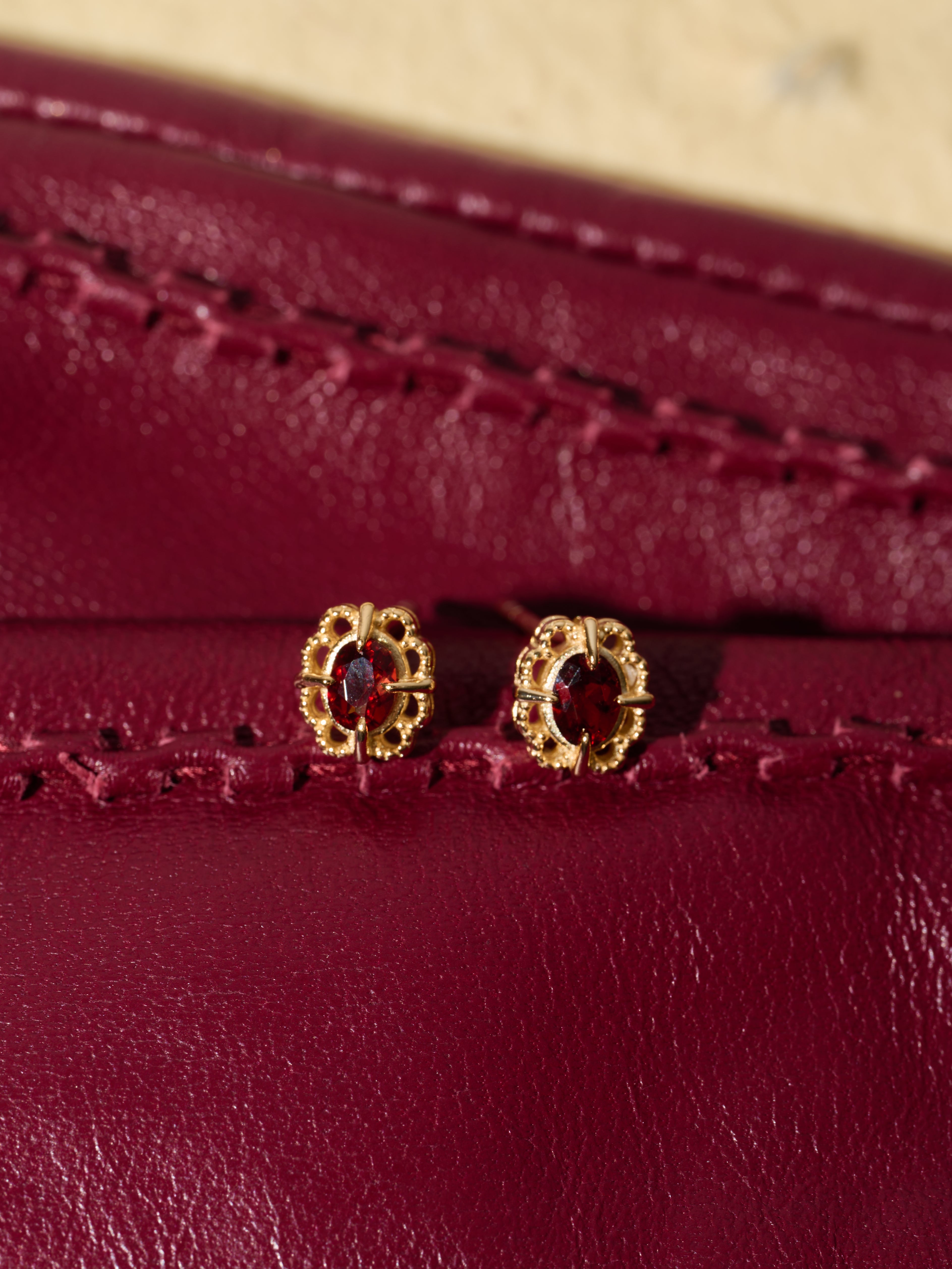 Regal Rosette Garnet Earrings