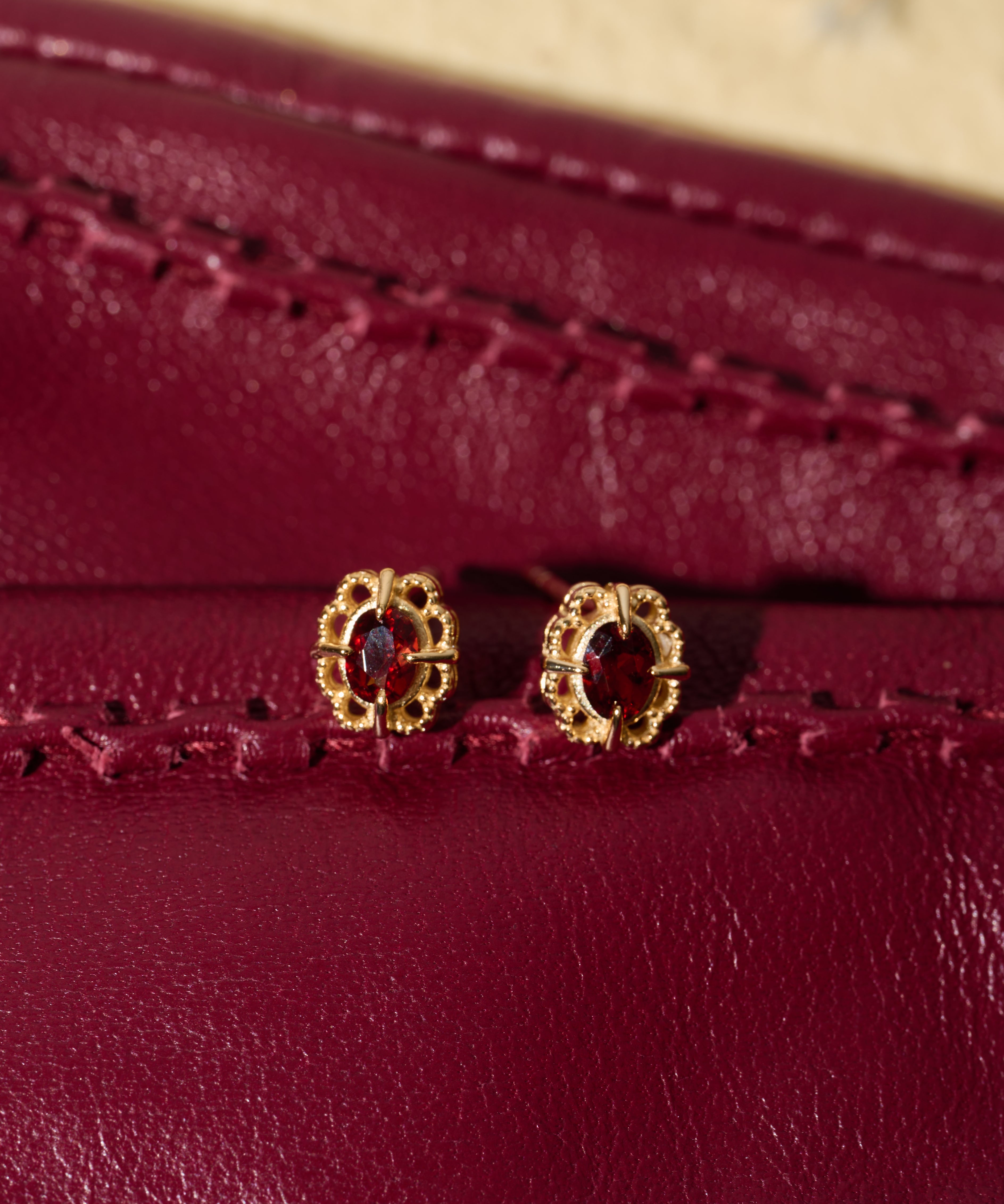 Regal Rosette Garnet Earrings