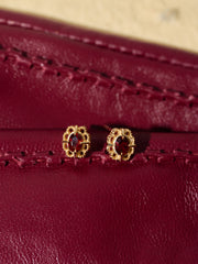 Regal Rosette Garnet Earrings