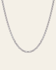The 3mm Circle Chain Necklace by CAMELLIA is elegantly displayed against a plain white background, highlighting its sleek design.