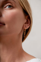 Sleeper Chain Hoop Earrings - CAMELLIA Yellow Gold