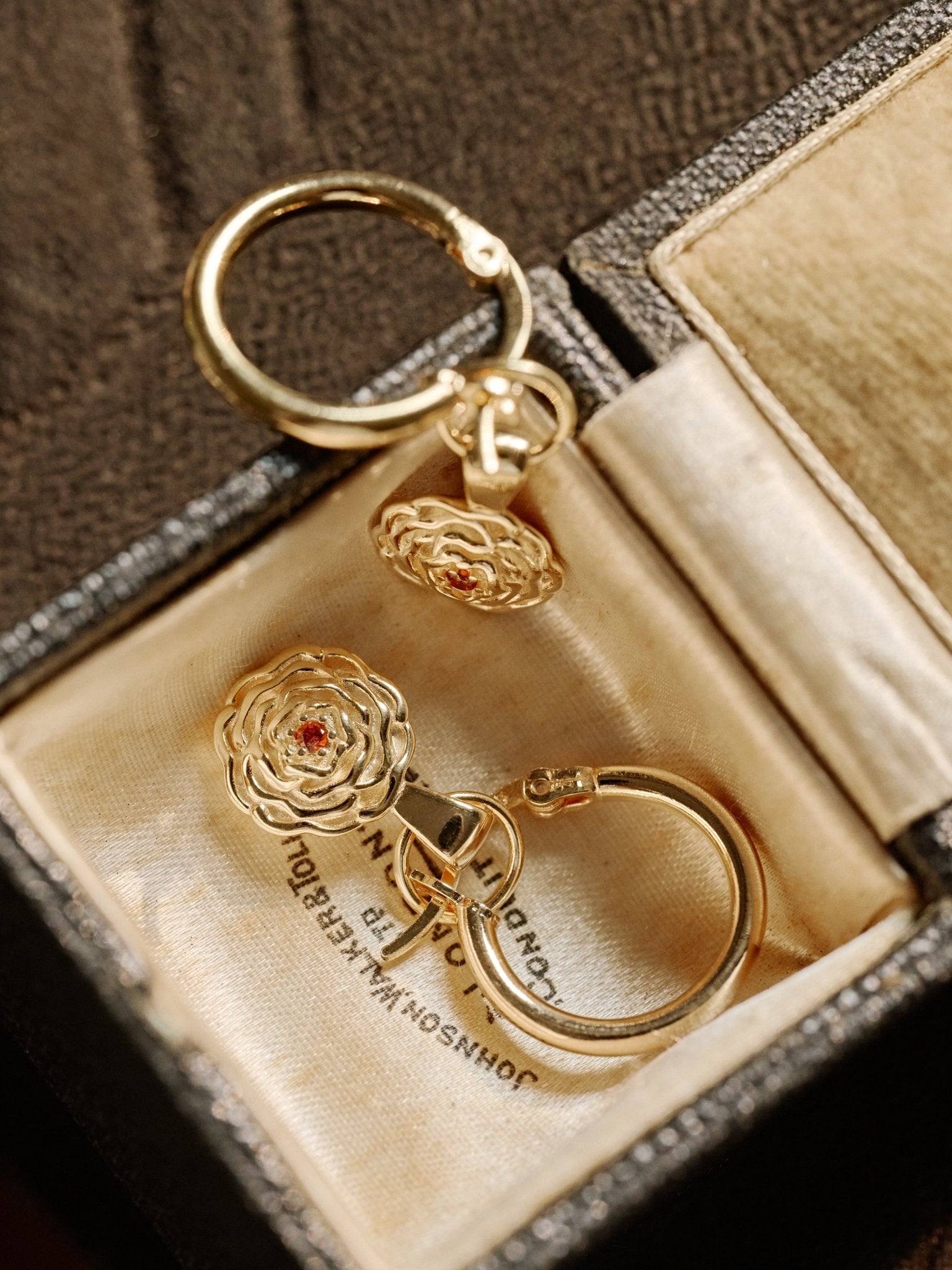 Elsa Carnation Garnet Earrings - CAMELLIA Gold