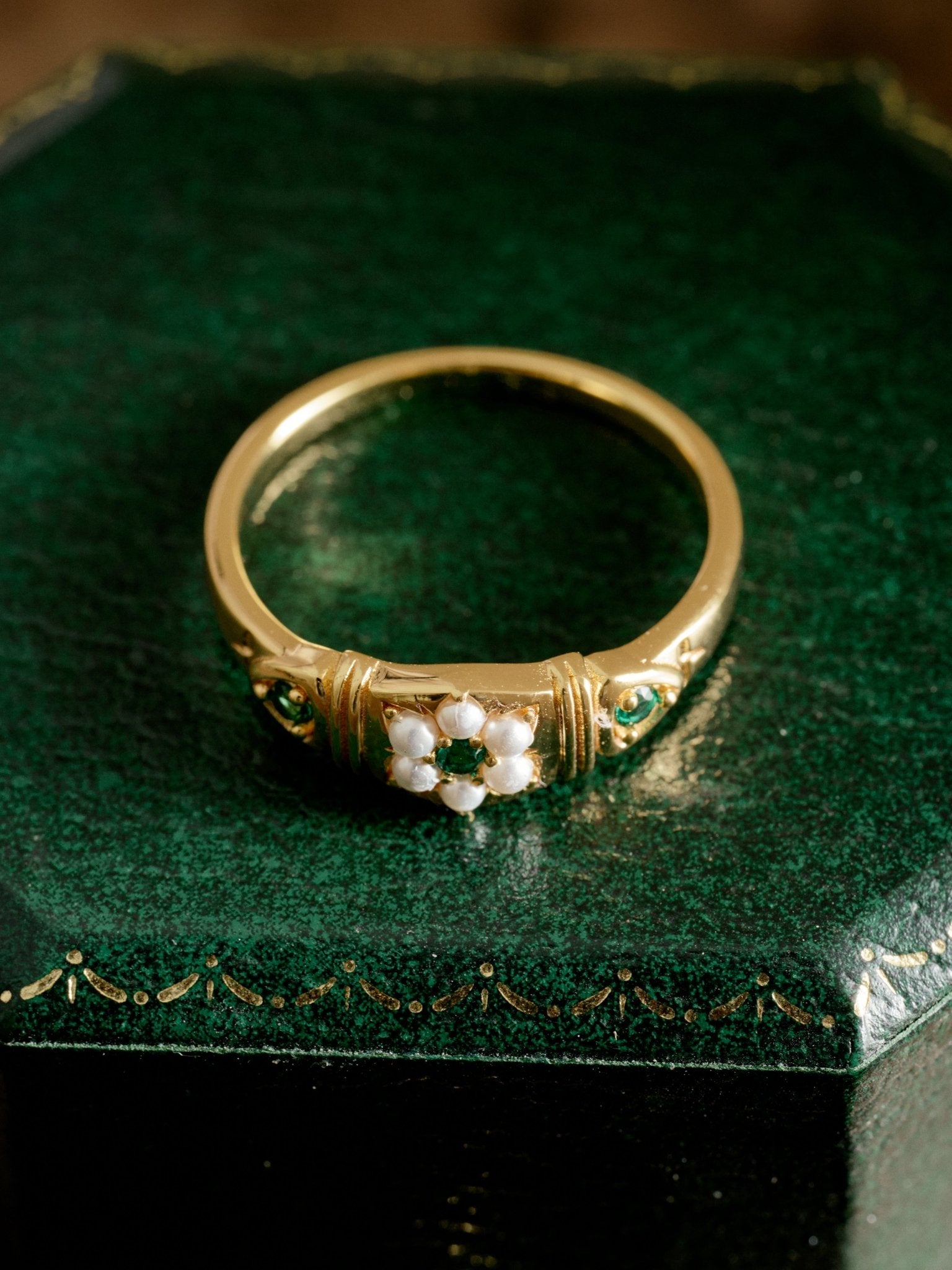 Charlotte Pearl Emerald Ring - CAMELLIA 5
