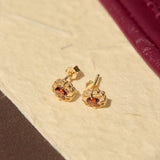 Regal Rosette Garnet Earrings