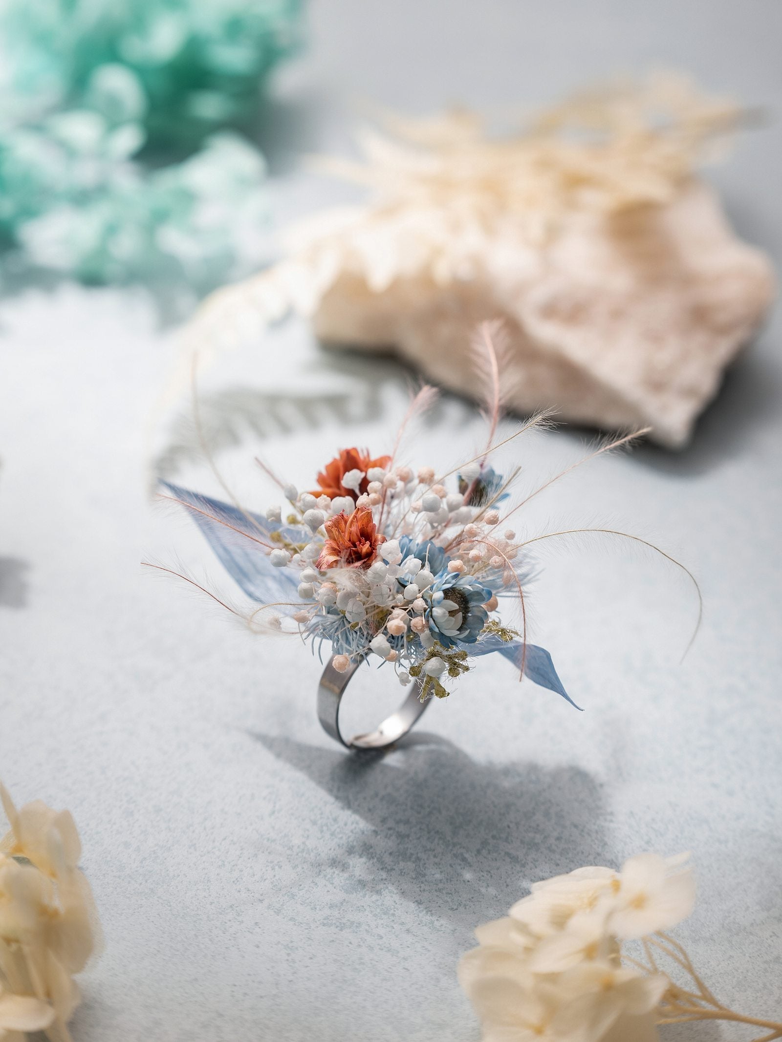 Aqua Flower Ring