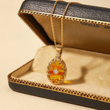 Amber Opaline Relic Necklace - CAMELLIA Simple Chain