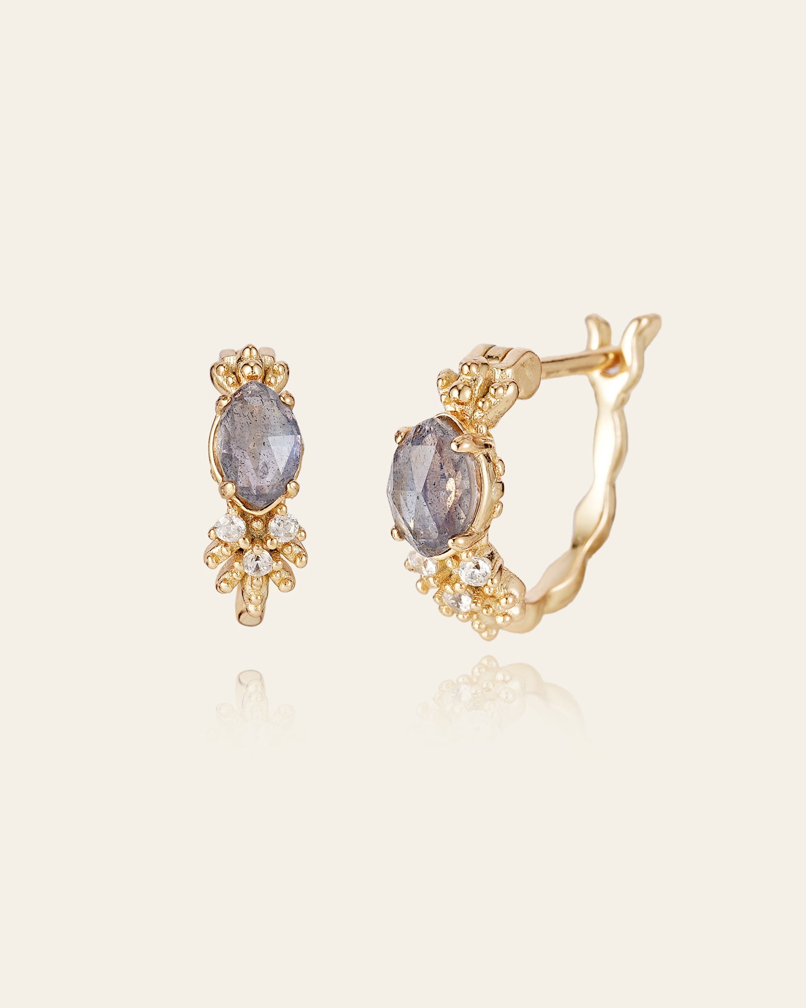 Celeste Lapis Leaf Earrings - CAMELLIA