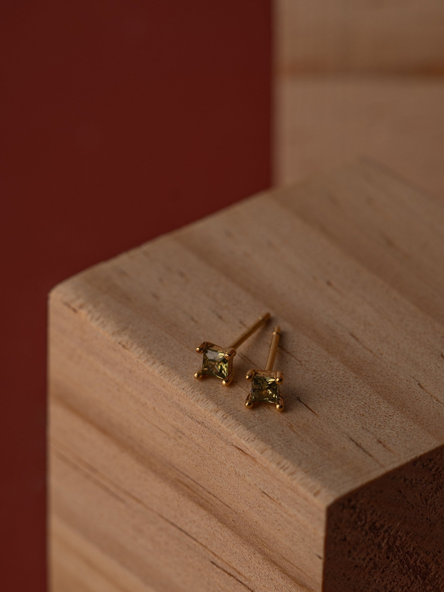 Mini Peridot Studs - CAMELLIA Gold