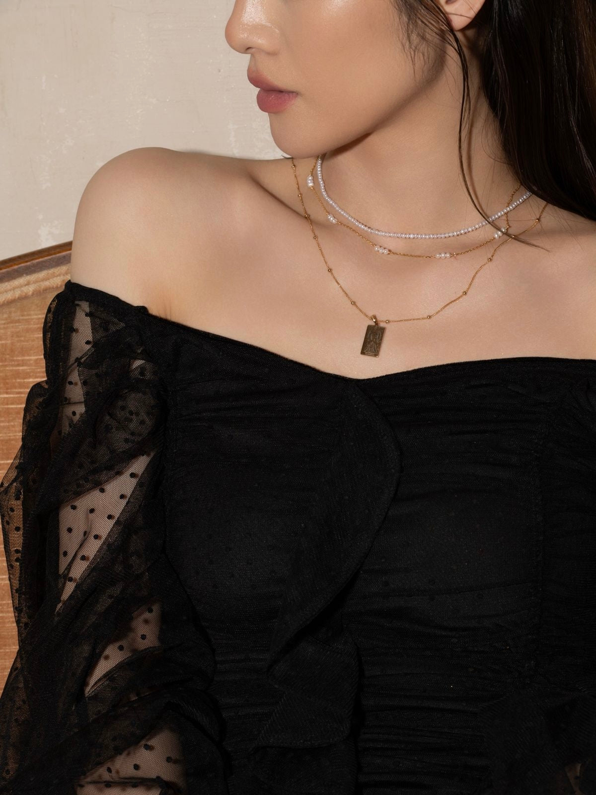 3mm Pearl Chain Necklace - CAMELLIA