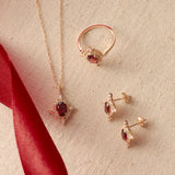 Crimson Crown Garnet Diamond Jewelry Set
