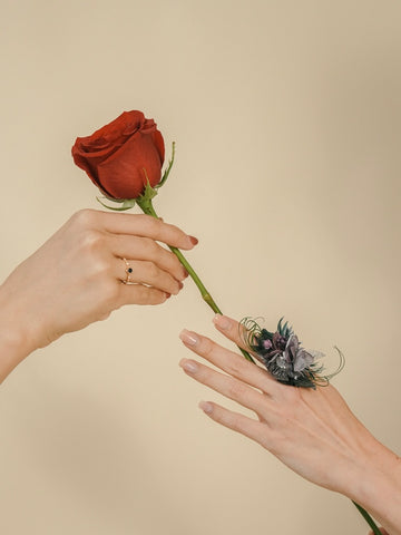 Black Purple Flower Ring