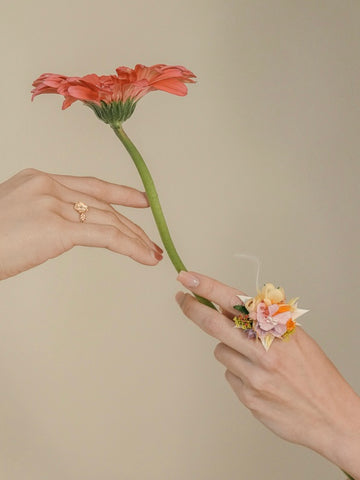 Pink Yellow Purple Flower Ring