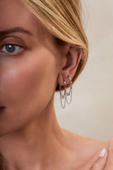 Sleeper Chain Hoop Earrings - CAMELLIA White Gold