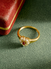Ruby Pearl Heart Ring