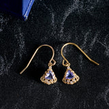 Astra Tanzanite Trilliant Drop Earrings - CAMELLIA