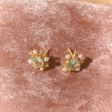 Seafoam Topaz Pearl Earrings