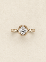 Round Lab-Grown Diamond Filigree Engagement Ring in 18K Solid Gold
