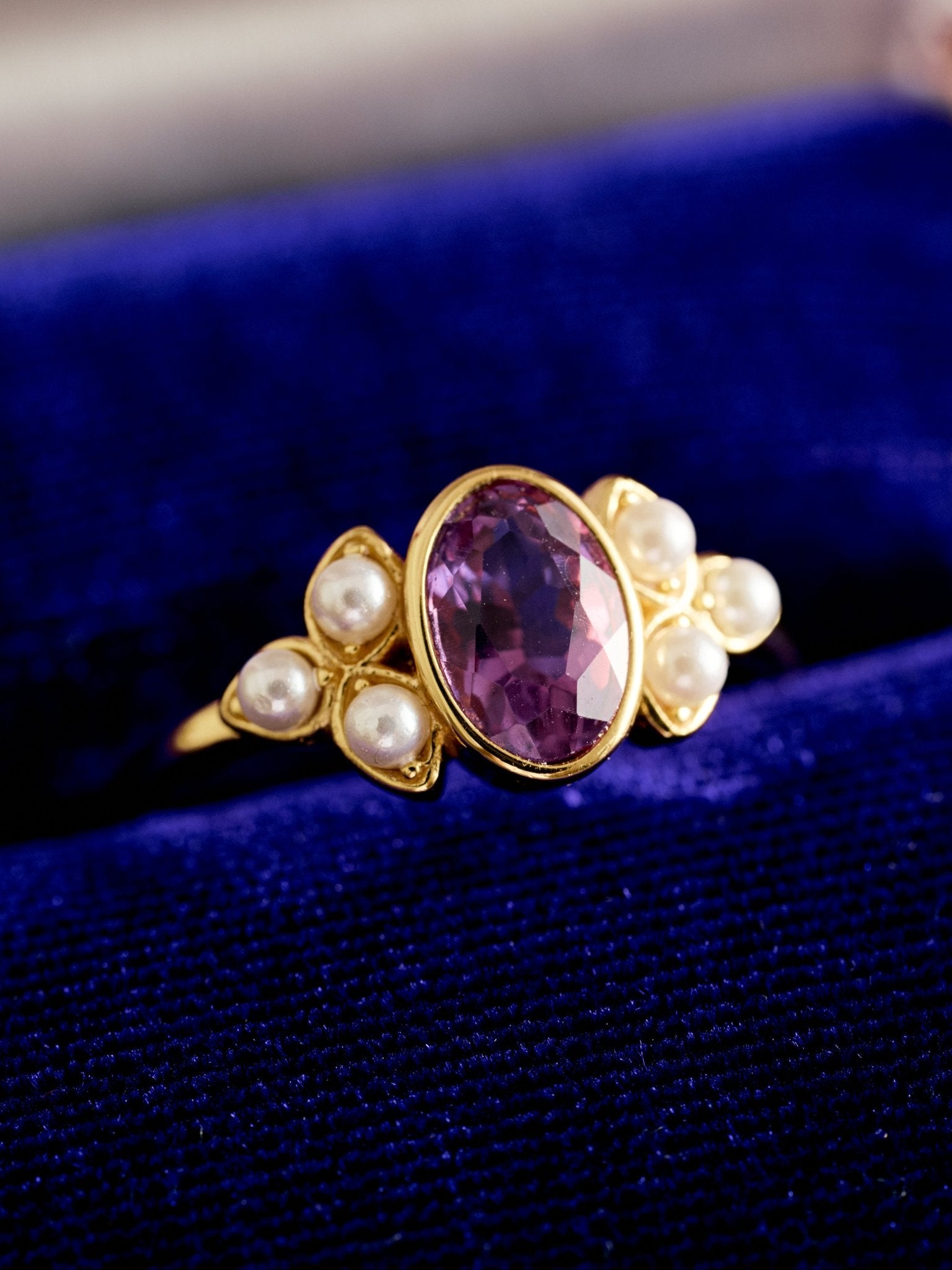 Amelie Amethyst Pearl Ring