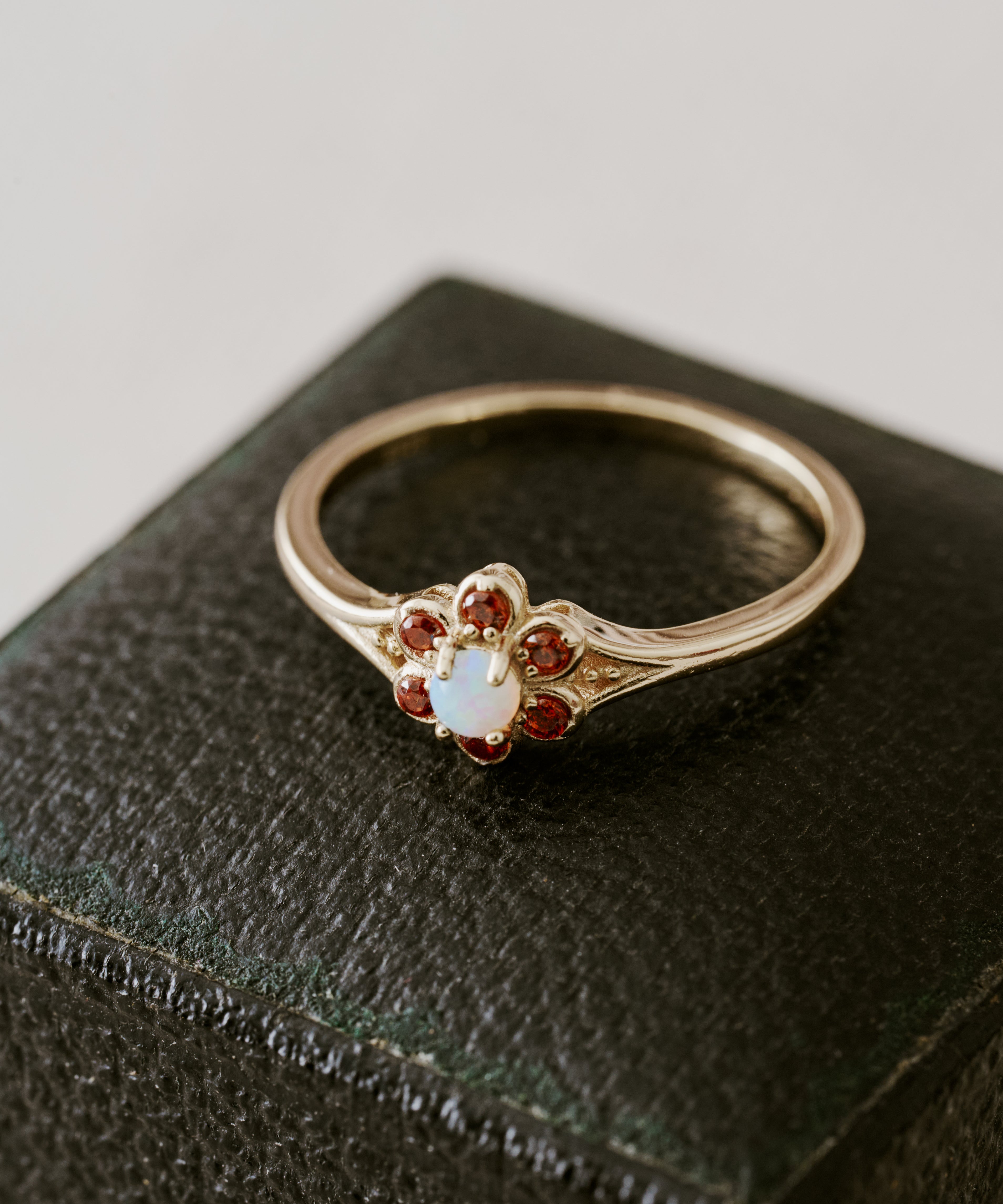 Opal Garnet Daisy Ring