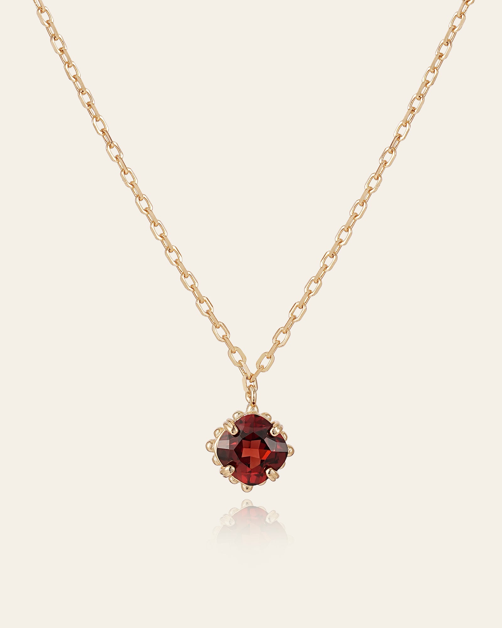 Rosée Garnet Solitaire Necklace - CAMELLIA