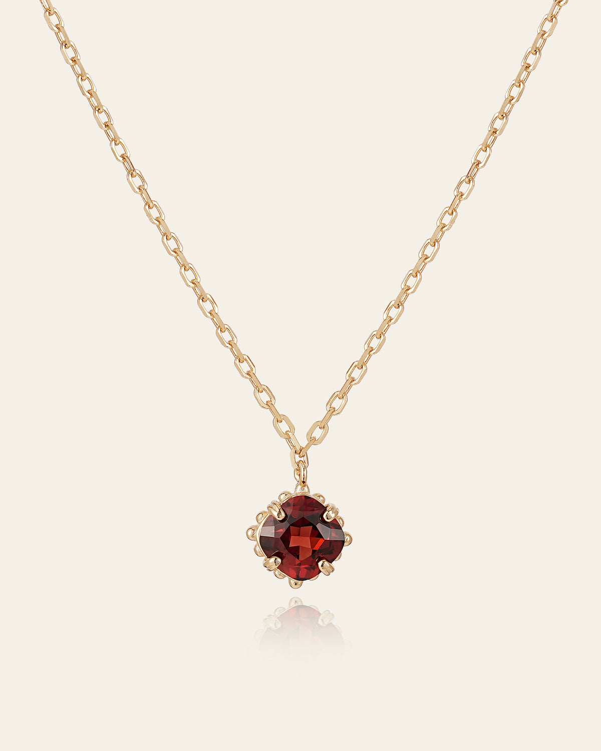 Rosée Garnet Solitaire Necklace - CAMELLIA
