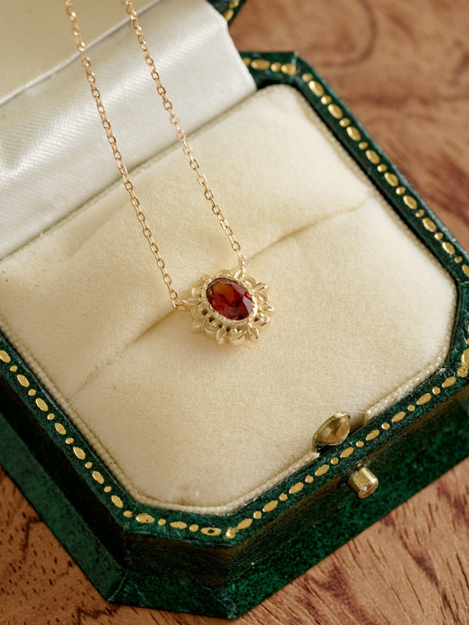 Garnet Petal Necklace