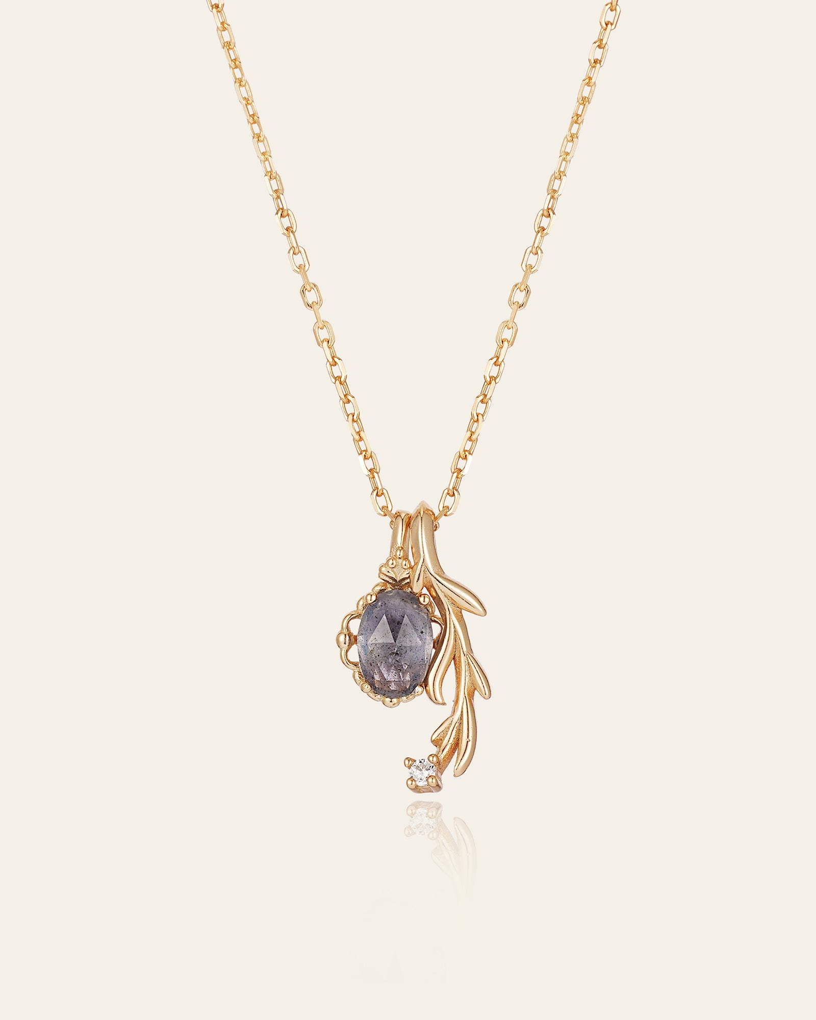 Celeste Lapis Leaf Necklace - CAMELLIA