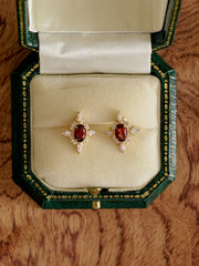 Claire Garnet Diamond Earrings - CAMELLIA