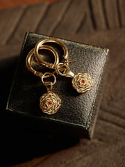 Elsa Carnation Garnet Earrings - CAMELLIA Gold