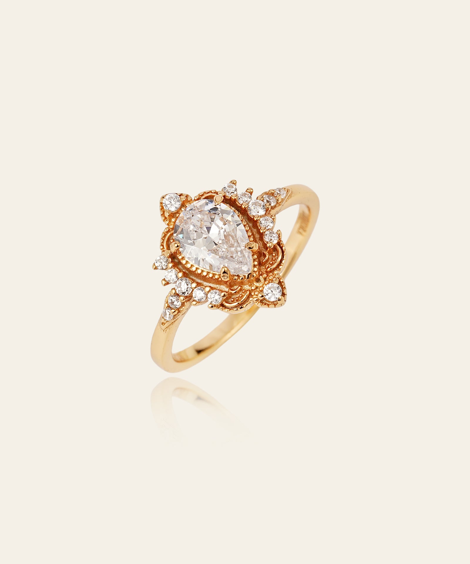 Aurélie Diamond Drop Ring - CAMELLIA 5
