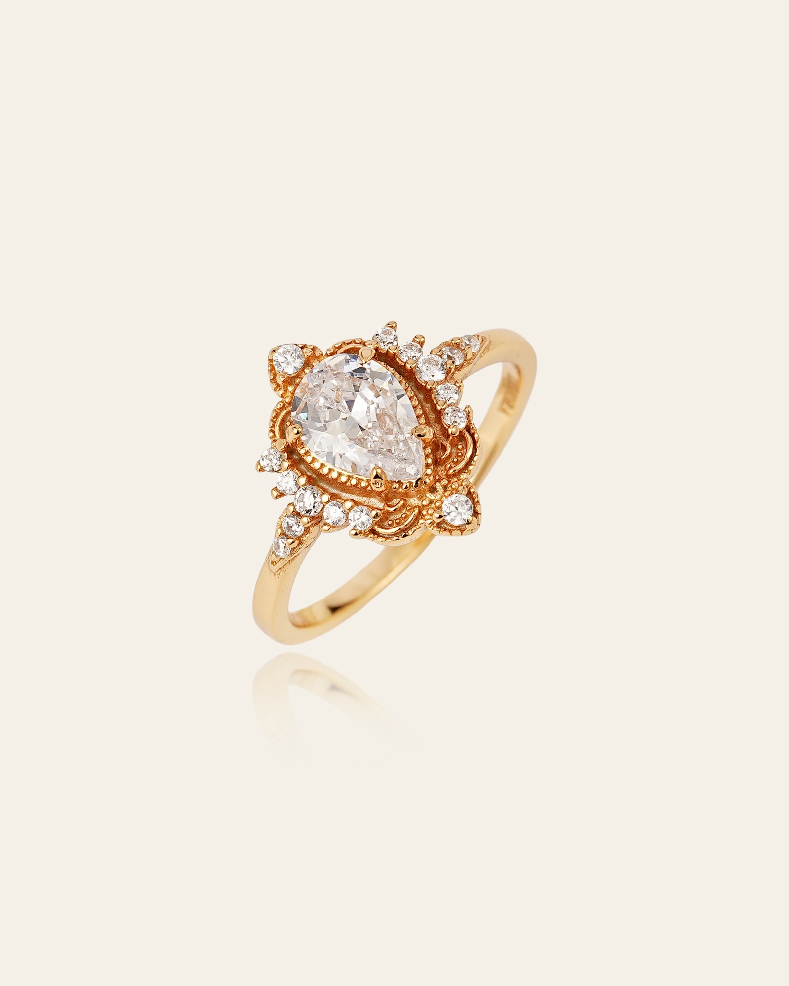 Aurélie Diamond Drop Ring - CAMELLIA 5