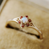 Opal Garnet Daisy Ring